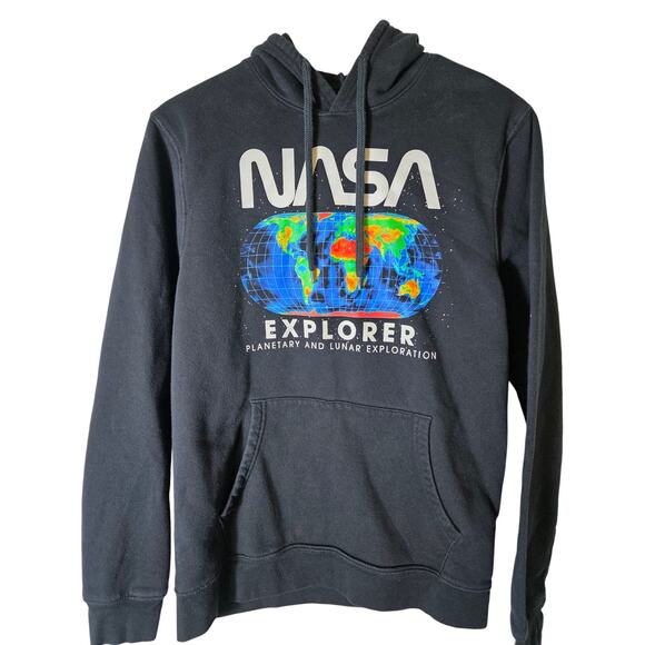 NASA Explorer Black Gray Planetary and Lunar Exploration Pullover Hoodie SZ M - Picture 1 of 7